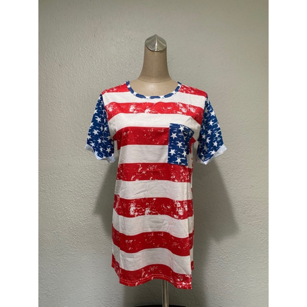 American Flag Patriotic Stars T-Shirt M